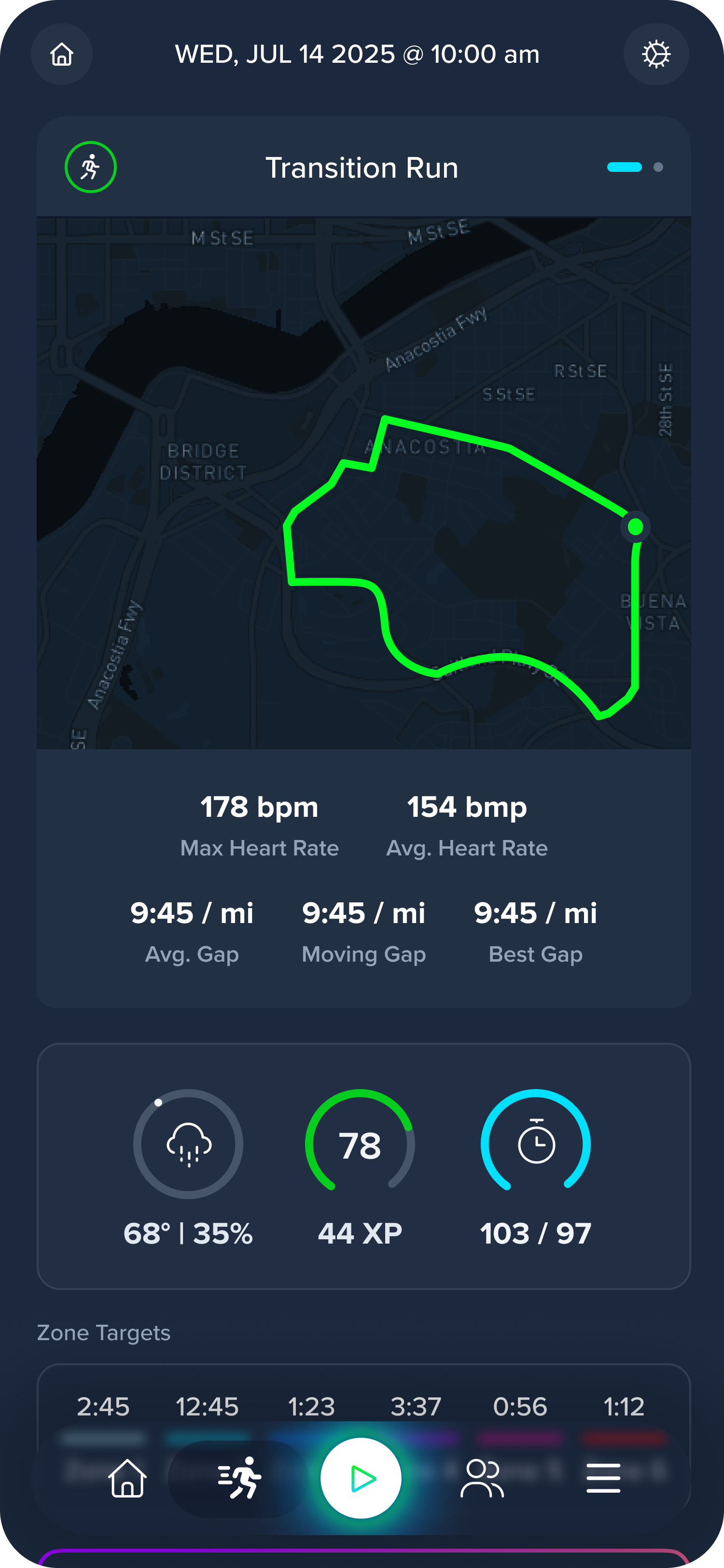 TriDot run workout view