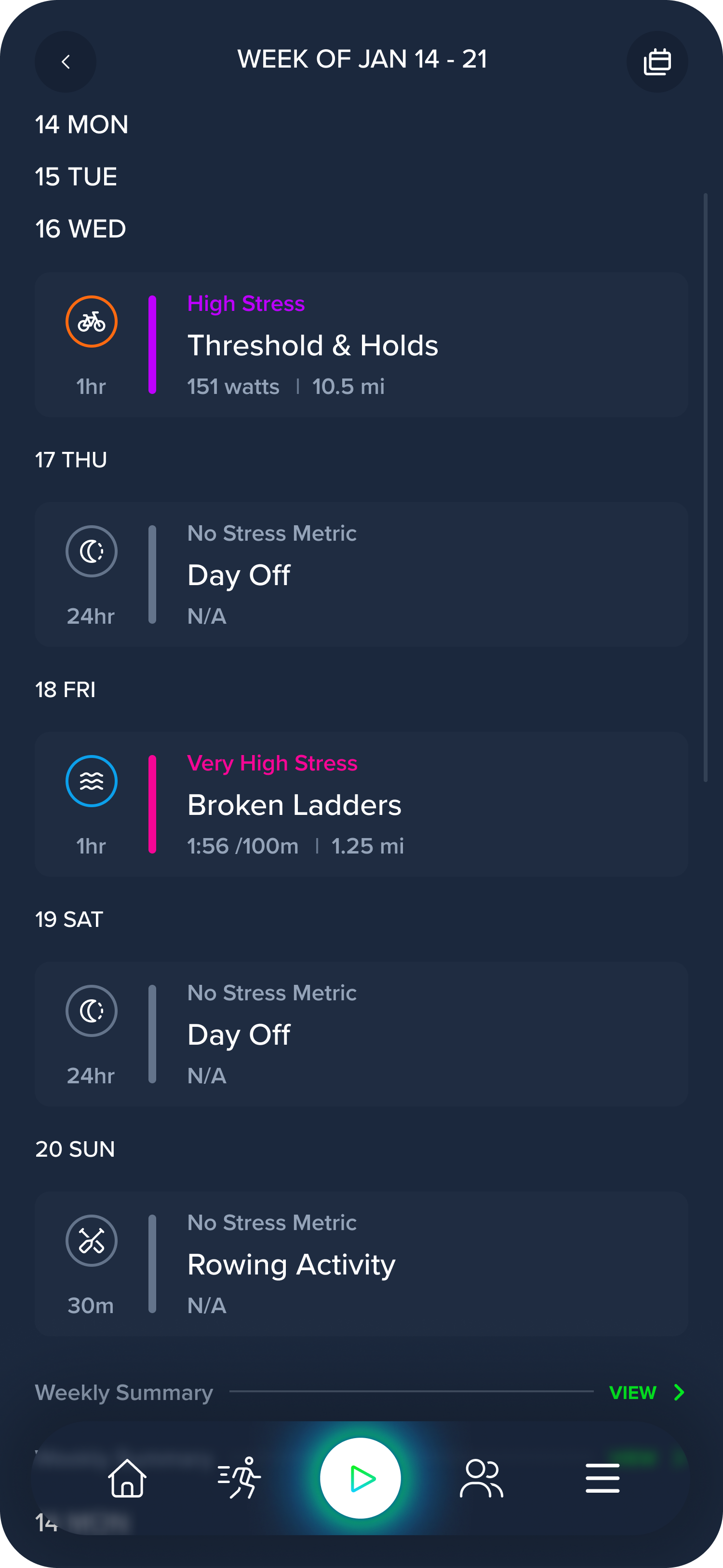 TriDot weekly schedule view